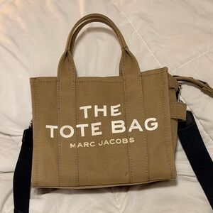 Marc Jacobs The Tote Bag Mini Canvas Crossbody Beige Tan Logo Tote